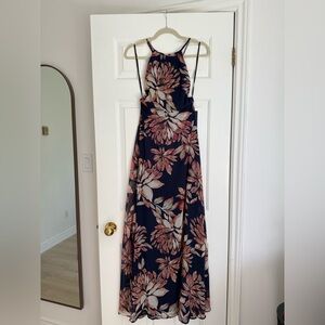 Lulu’s Navy Blue Floral Print Maxi Dress